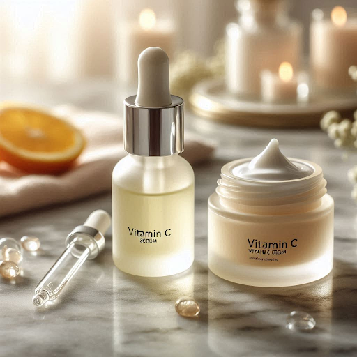 vitamin-c-serum-and-cream-placed-on-table