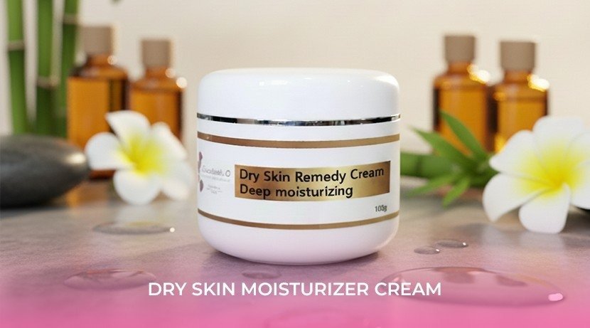 Elizabeth O Beauty Dry Skin Remedy Cream for deep moisturizing. A fragrance-free and paraben-free skin repair cream for very dry and sensitive skin, designed to restore the skin barrier with Ceramides and Fatty Acids.